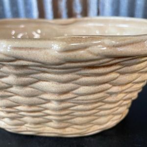 Vintage Ceramic Wicker Basket Rattan Planter Houseplant Bowl Dish Grandmacore